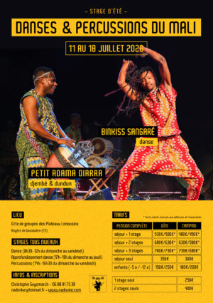 avec Binkiss Sanagré et Petit Adama Diarra aux gîtes de groupes des Plateaux Limousins à Royère de vassivière (23)